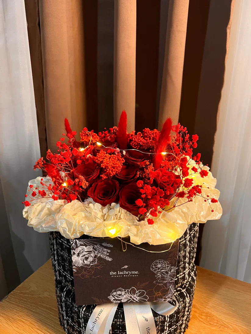 Million Roses with Preserved Fillers | 12 Premium Roses | Round Blooms